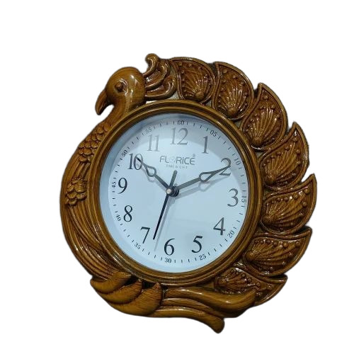 Plastic Analogue Peacock Hanging Wall Clock