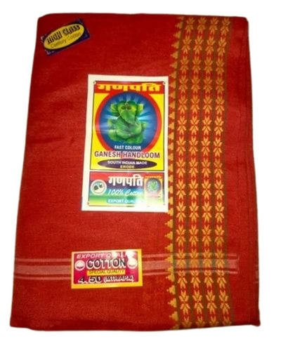 Ganpati Red Cotton Saree