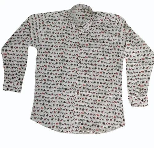 Men Animal Printed Cotton Shirt