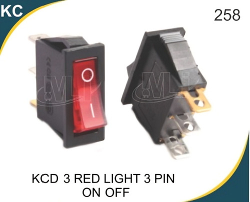 KCD 3 Long Rocker Switch Red Light