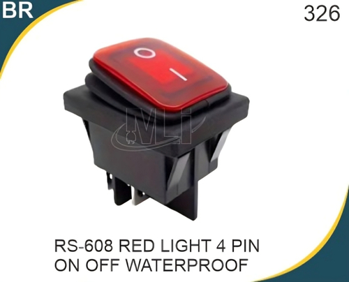 Dpst Rocker Switch - Color: Black And Red