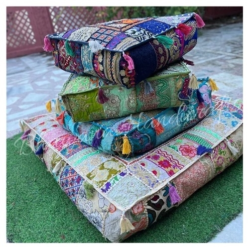 Floor Cushion Cover Outdoor Kilim Pouf Boho Square Floor Pillow Cover