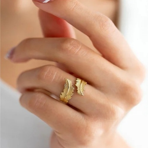 Gold Plated Silver Leaf Ring
