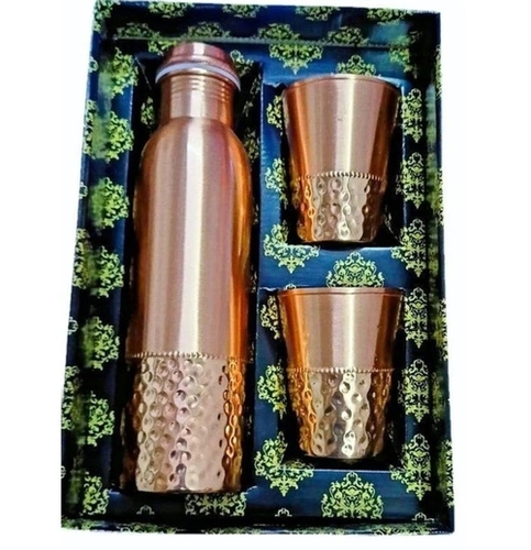 Hammered Copper Bottle Gift Set