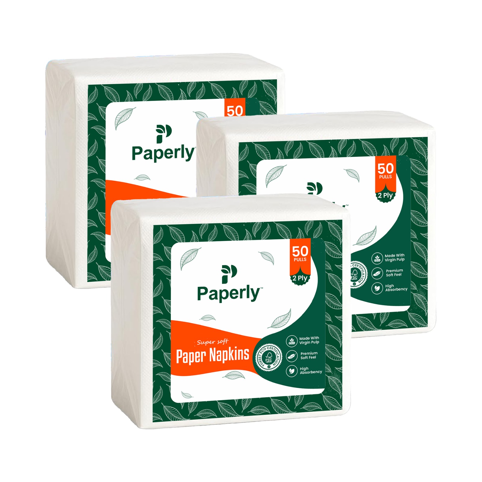 1Ply Paperly Premium Tissue Paper Napkins Embossed 100% Virgin Pulp - Color: Whites