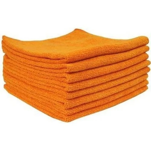 Orange Plain Microfiber Cleaning Towel