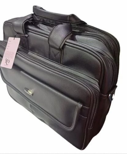 Men Black Leather Office Bag
