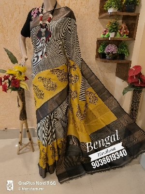 Printed Tussar Silk Sareess