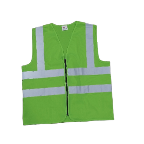 Safety Jacket - Durable Weather-Resistant Material, High-Visibility Green Color, V Neck Design, Unisex Fit with Reflective Strips