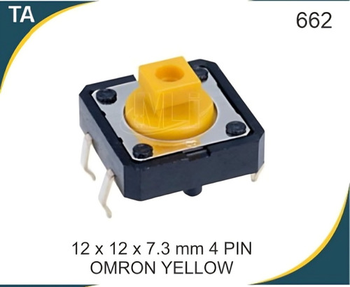 TACTILE SWITCH 12X12X7.3MM 4PIN OMRON YELLOW