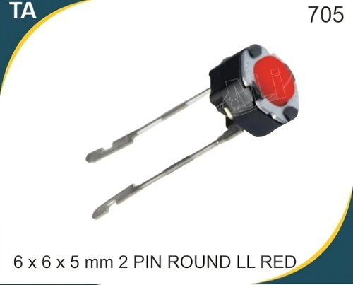 Tactile switch 6X6X5 mm 2 pin Round Long Leg Red