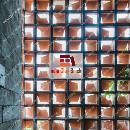 Decorative Clay Jali Block - Color: Red