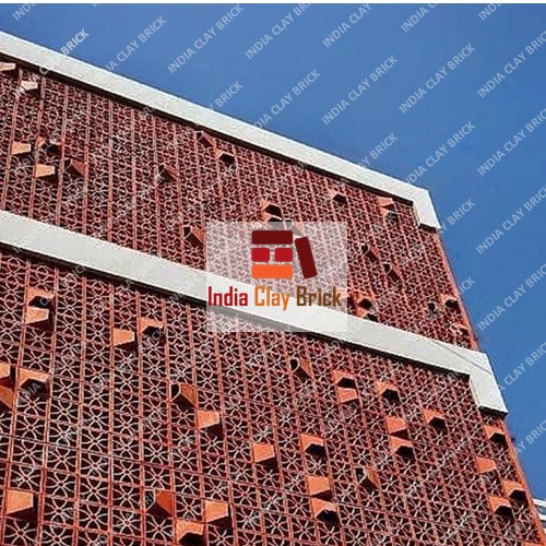 Terracotta Red Clay Jali - Design Type: Flower