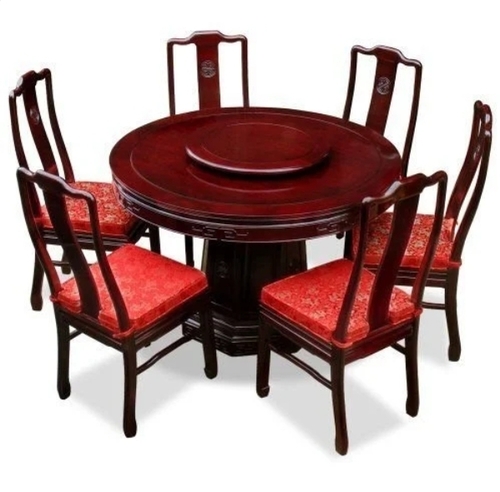 Round 8 Seater Wooden Dining Table And Chair Set