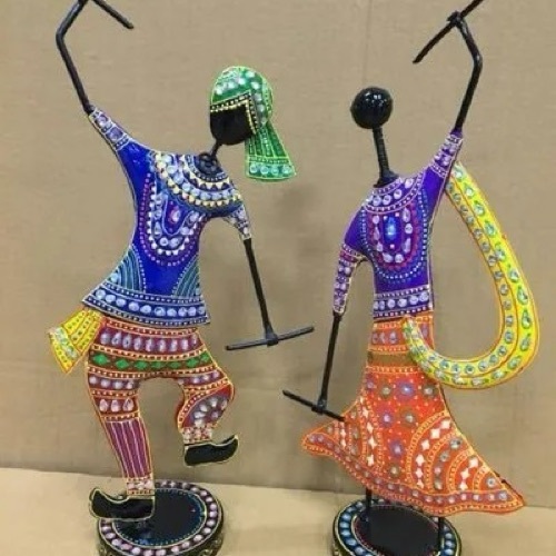 Garba Dancing Wrought Iron Metal Statue
