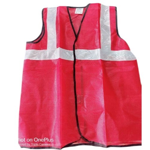 Red Polyester Reflective Safety Jacket