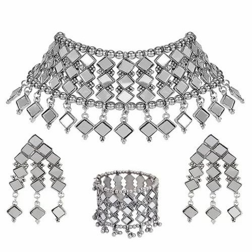 Oxidised Mirror Necklace