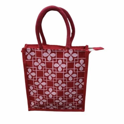 Red Printed Jute Bag