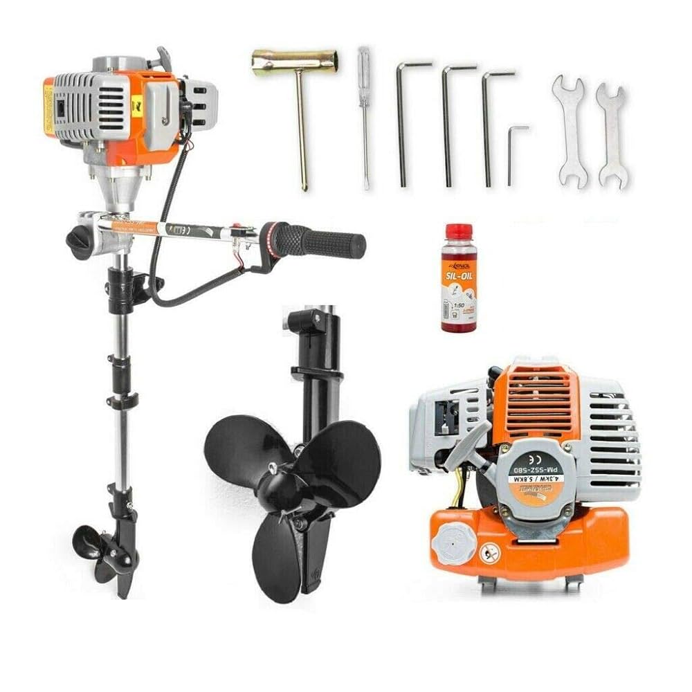 2-Stroke Outboard Engines 53Mm Cylinder Piston 90Cc Gasoline Engine - Color: Orange