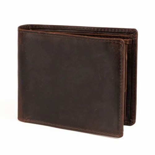 Male Bi Fold Brown Leather Wallet - Design: Standard