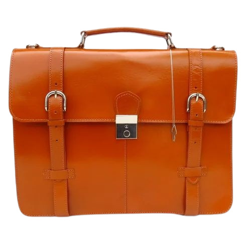 Men Light Brown Leather Laptop Bag