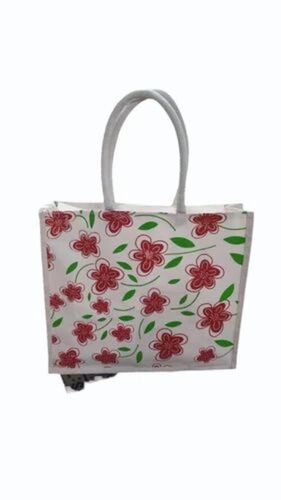 White Printed Jute Bag