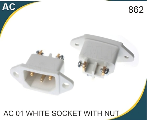 Ac Socket White Screw With Nut