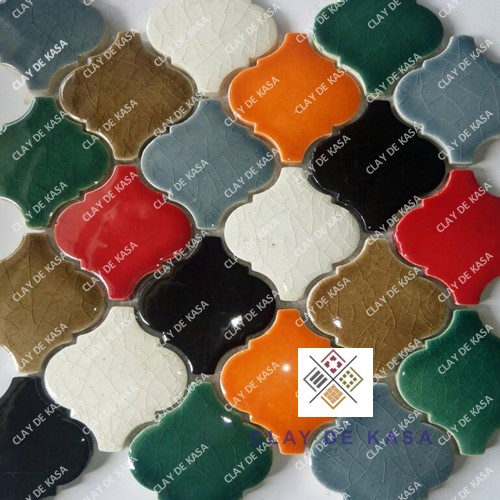 Arabesque Lantern Porcelain Mosaic Tiles - Color: Greens