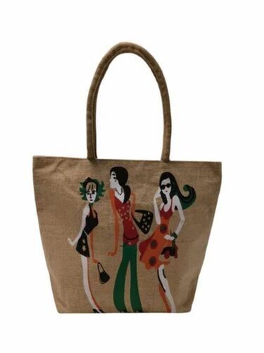 Ladies Stylish Printed Jute Bag