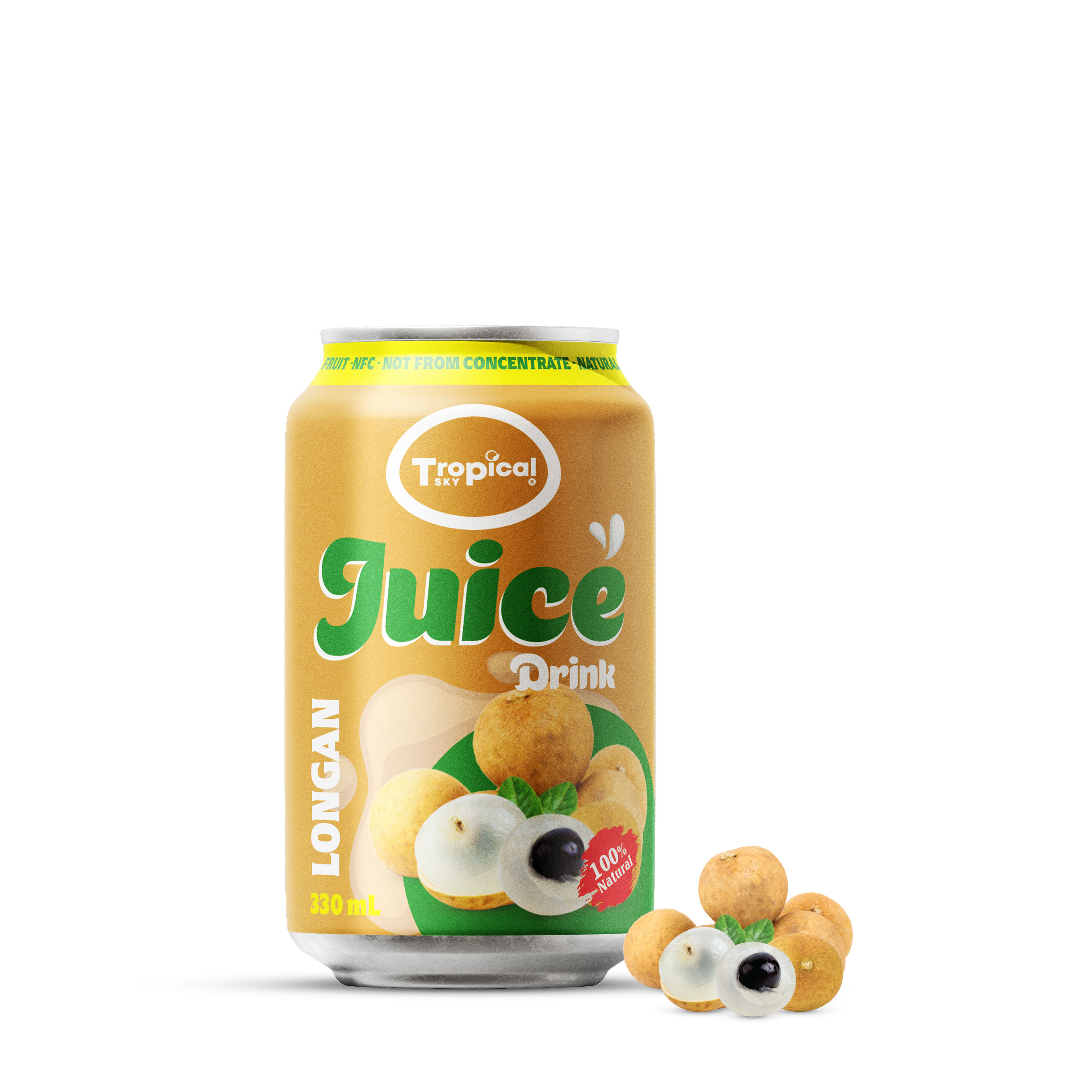Short Can 100% Longan Juice Drink - Alcohol Content (%): 0%