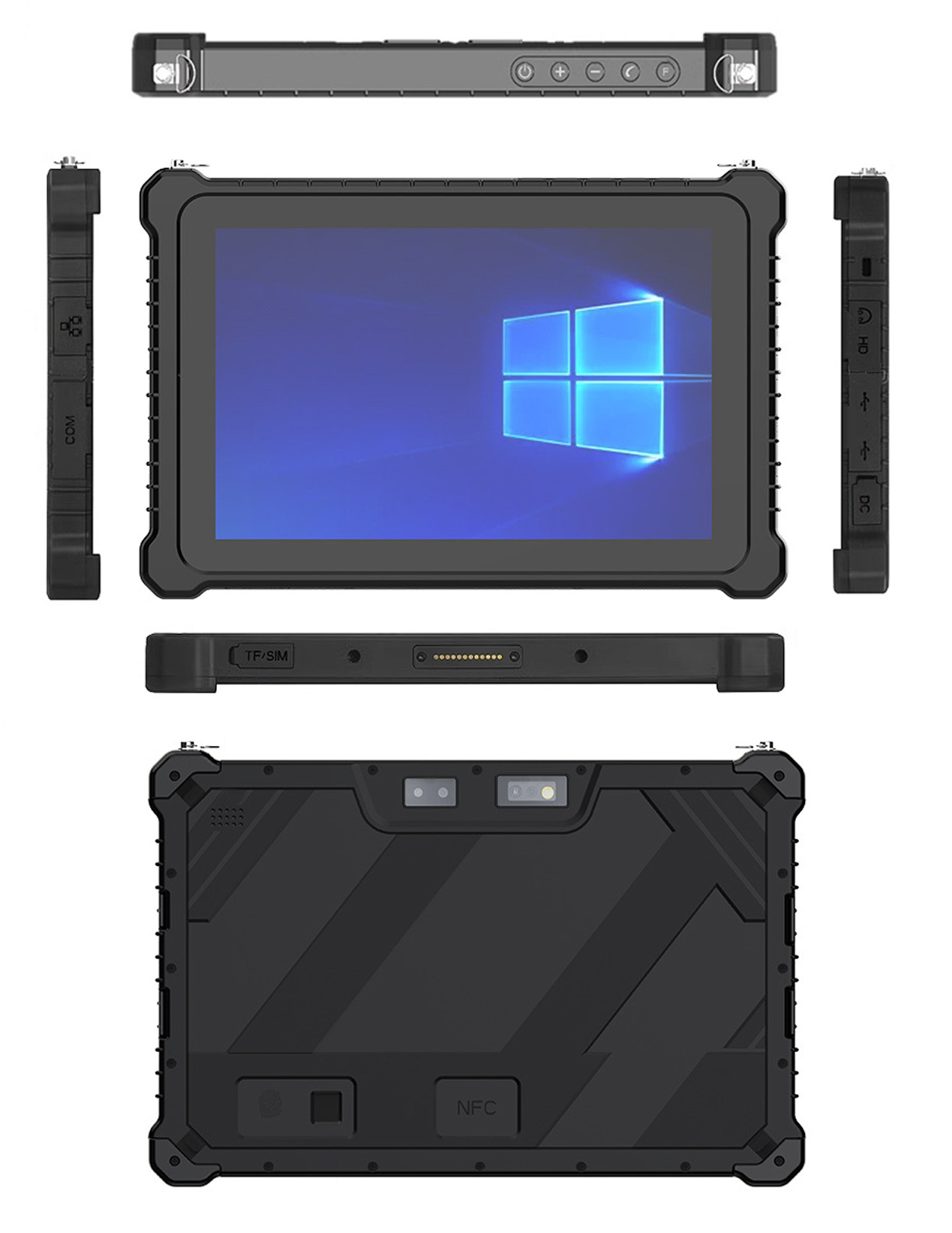 सबसे सस्ता फैक्ट्री 10 इंच Win10 Pro Win11 Pro Intel I5 I7 16+256GB IP68 4G 5G रग्ड टैबलेट NFC, बारकोड, RJ45, और डॉकिंग के साथ