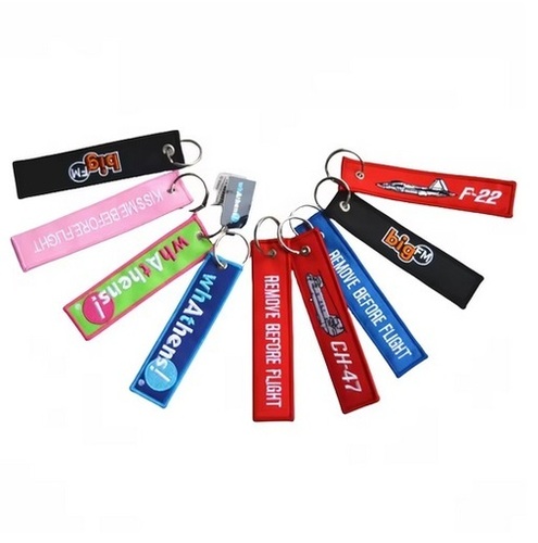 Cute Exquisite Embroidered Garment Custom Text Letter Logo Embroidery Jet Tag Key Holder for Aviation
