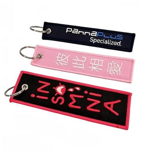 Embroidered Craft Gifts Custom Text Letter Logo Embroidery Lanyard Key Chain for Motorcycle Car