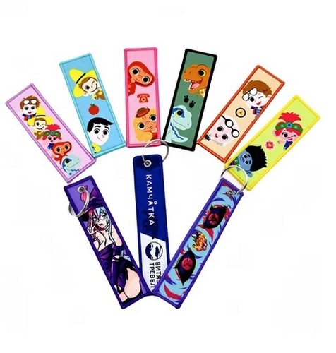 Embroidered Pendent Custom Text Letter Logo Embroidery Label Keychain for Airplane