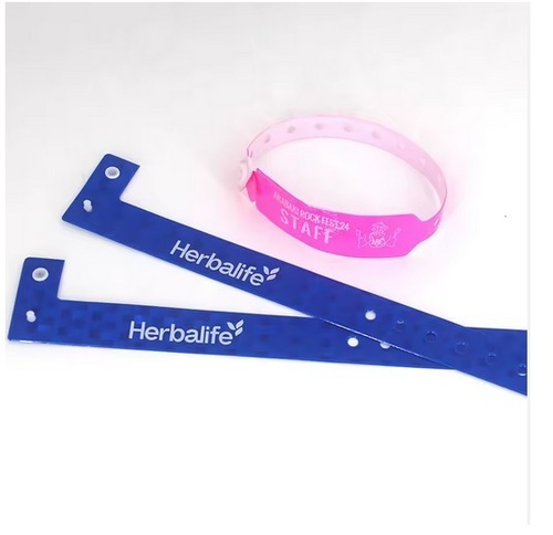 Tear-Resistant Wide Shape Identification Pvc Wristband With Snap Lock for Park