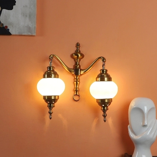 Fusty Aluminium Gold 2 Wall Lights