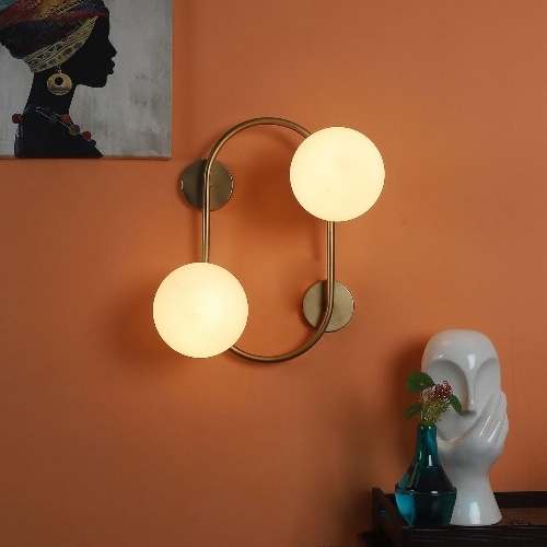 Fusty Gold And White Iron Two Wall Lights