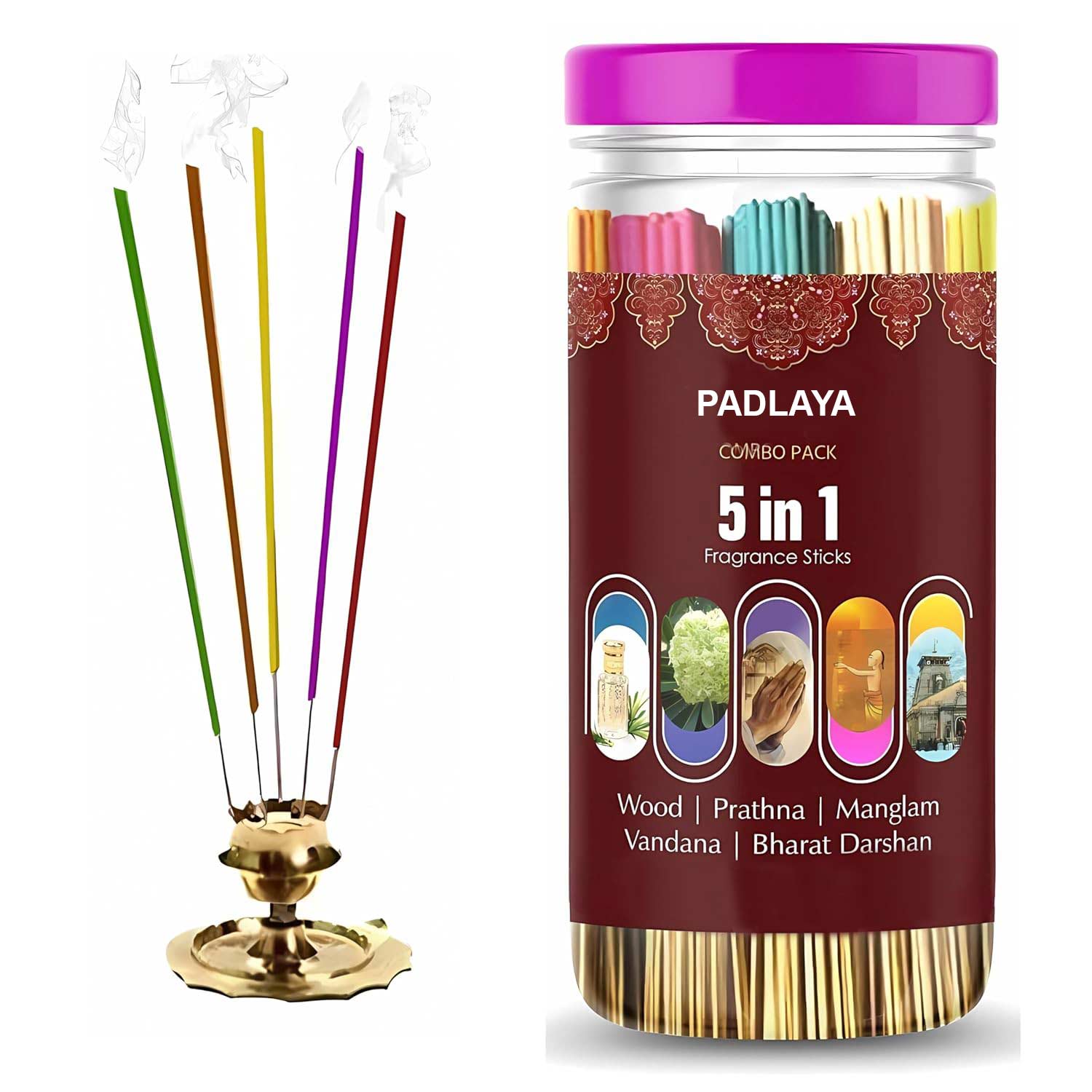 Padlaya 5 In 1 Premuim Agarbatti Scent Combo (200 Units, Set Of 1)