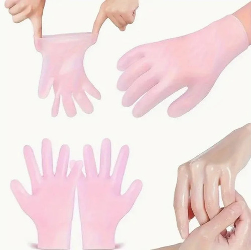 Pink Silicone Moisturizing Spa Gloves - Design: Plain