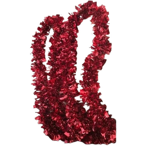 Red Plain Tinsel Garland
