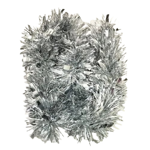 Silver Plastic Tinsel Garland