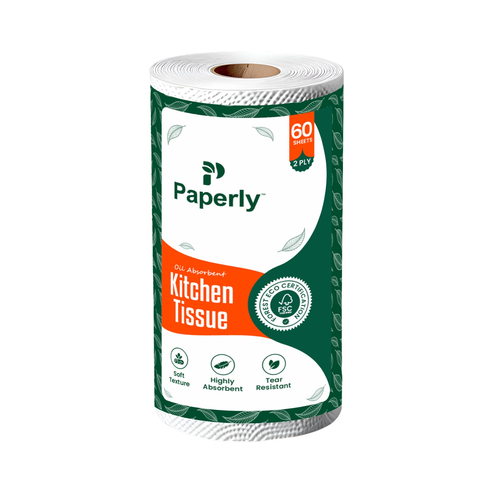 Paperly Kitchen Tissue Paper Roll 60 Sheets - Color: White
