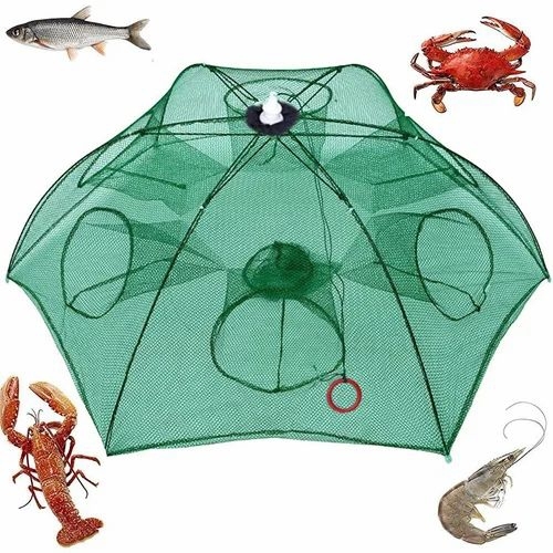 Foldable Fishing Net Trap With Rope