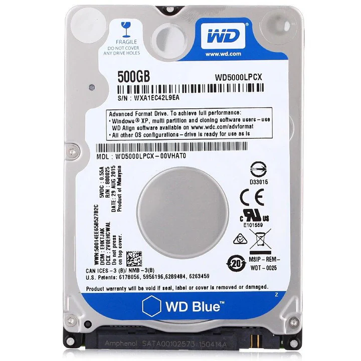 Wd 500Gb Sata Hard Disk Drive For Laptop - Cache Capacity: 500 Gigabyte (Gb)
