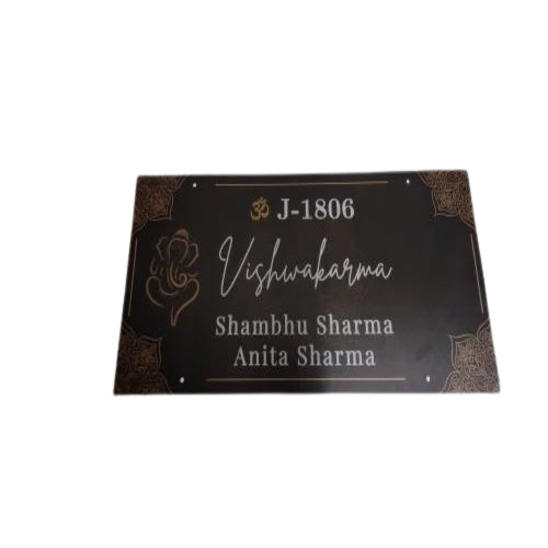 Black Stainless Steel Home Name Plate