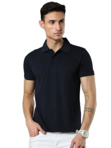 Navy Blue Men Polo T Shirt