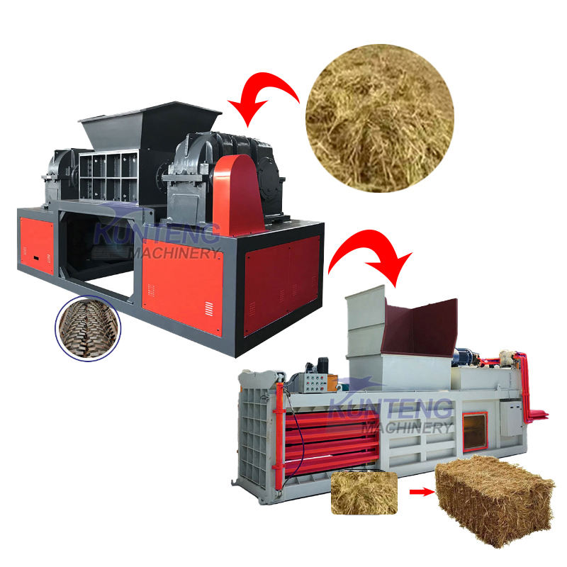 Double Shaft Shredder Machine for Farm Paddy Straw Hay Seaweed Shredder Grass Shredder and Baler