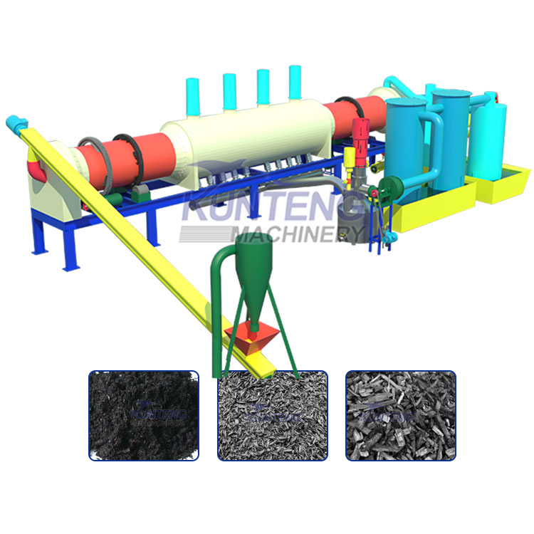 High Temperature Calcination Continuous Tree Branch Wood Carbonization Furnace New Coconut Shell Drum Carbonization Furnace