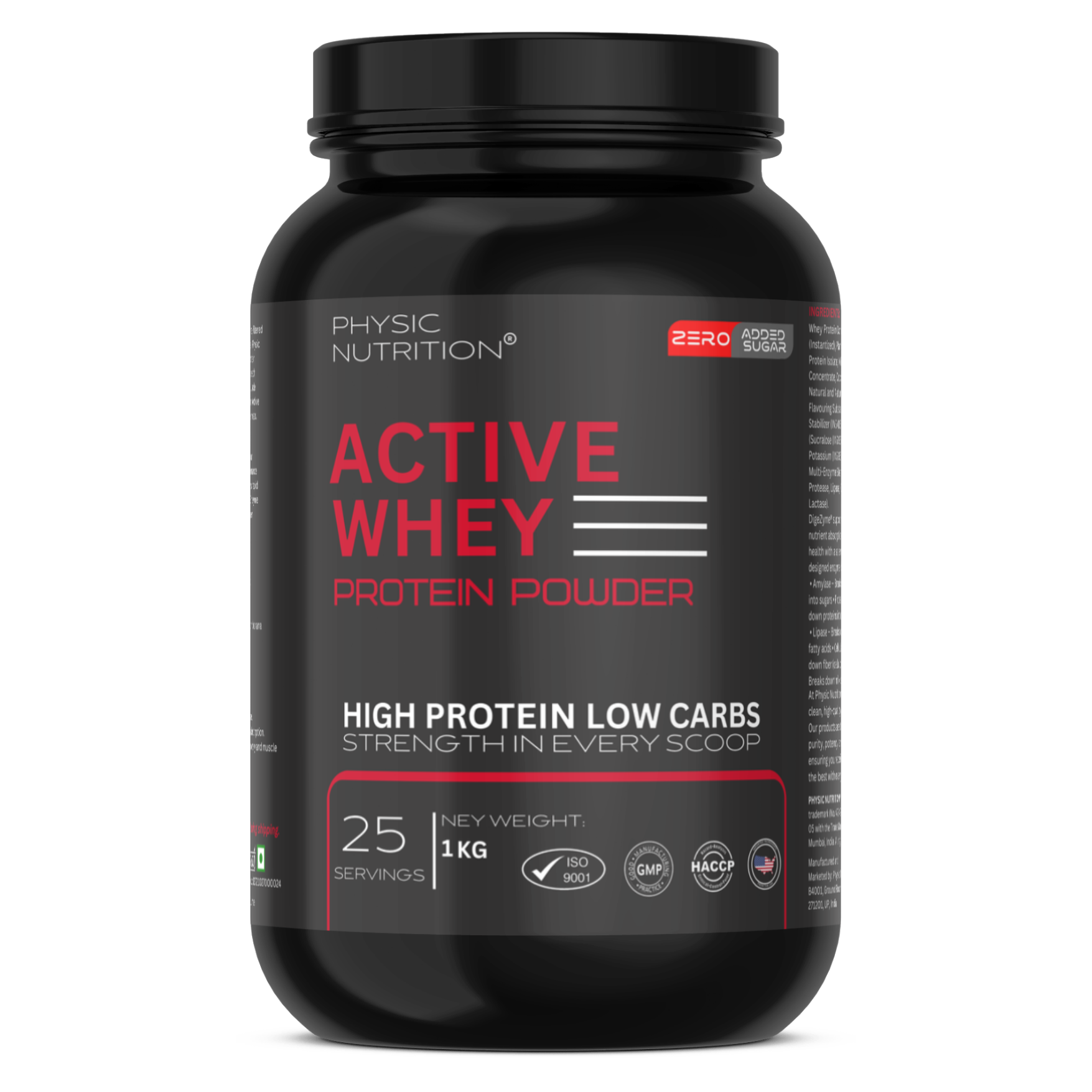 Physic Nutrition Active Vanilla Flavour Whey Protein Powder 1 Kg Pack - Origin: India