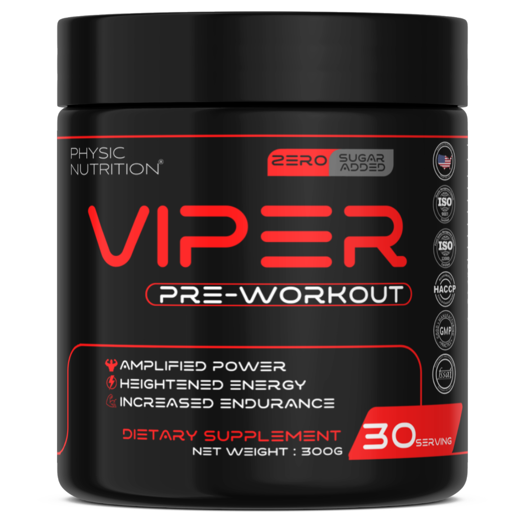 Physic Nutrition Viper Pre Workout Supplement 300G Pack - Best Before: 18 Months